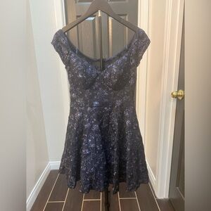 Elegant Blue Floral juniors Dress